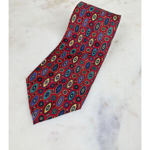 Vintage Christian Dior Monsieur Necktie Red Multicolor Luxury Office Career Wear